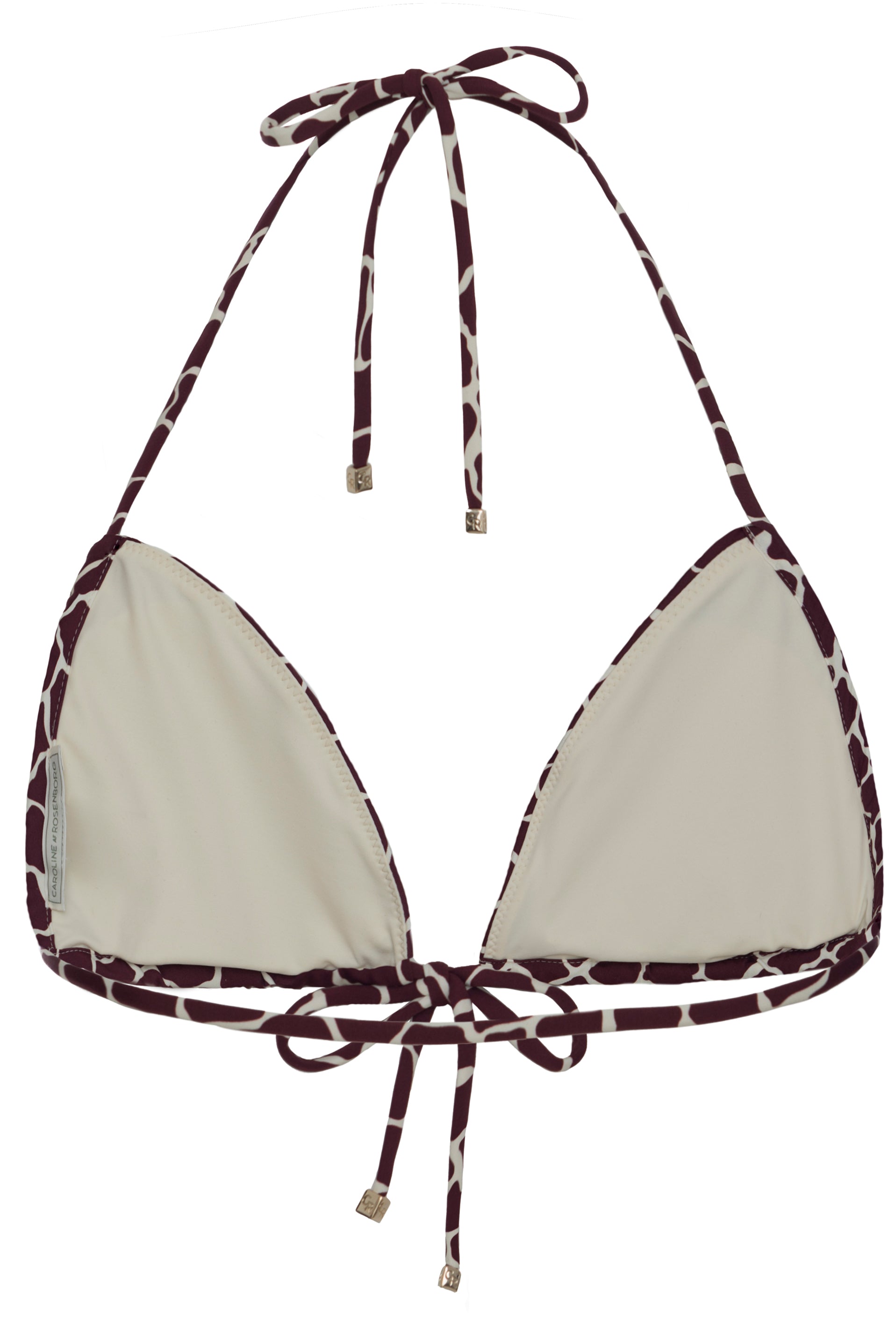 TOP - The Front Tie Triangle - Bordeaux Giraffe Print