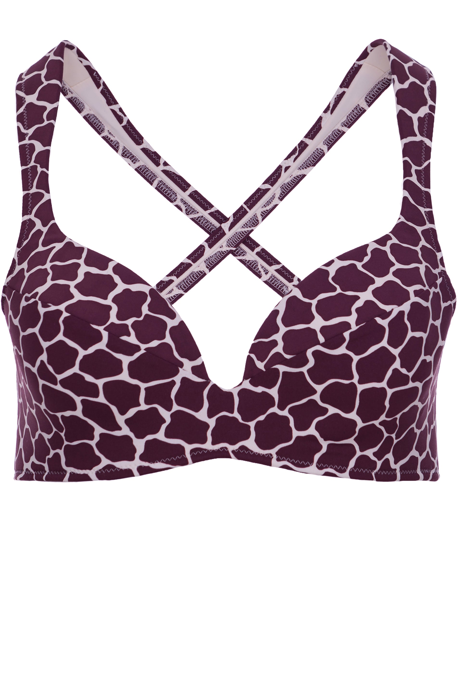TOP - The Supportive Cross Back - Bordeaux Giraffe Print